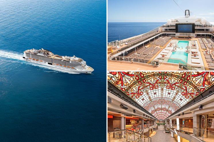 Side by side of the Meraviglia cruise ship.