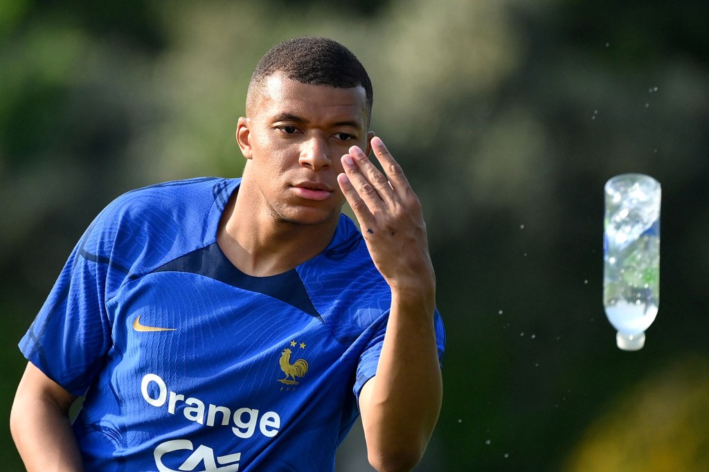 Kylian Mbappe at a training session on June 12, 2023 ahead of qualifying for UEFA Euro 2024.