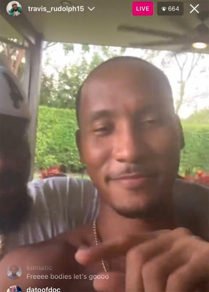 Travis Rudolph on Instagram Live after he was found not guilty on all counts in a 2021 fatal shooting at his home in Lake Park, Fla. on June 7, 2023. 