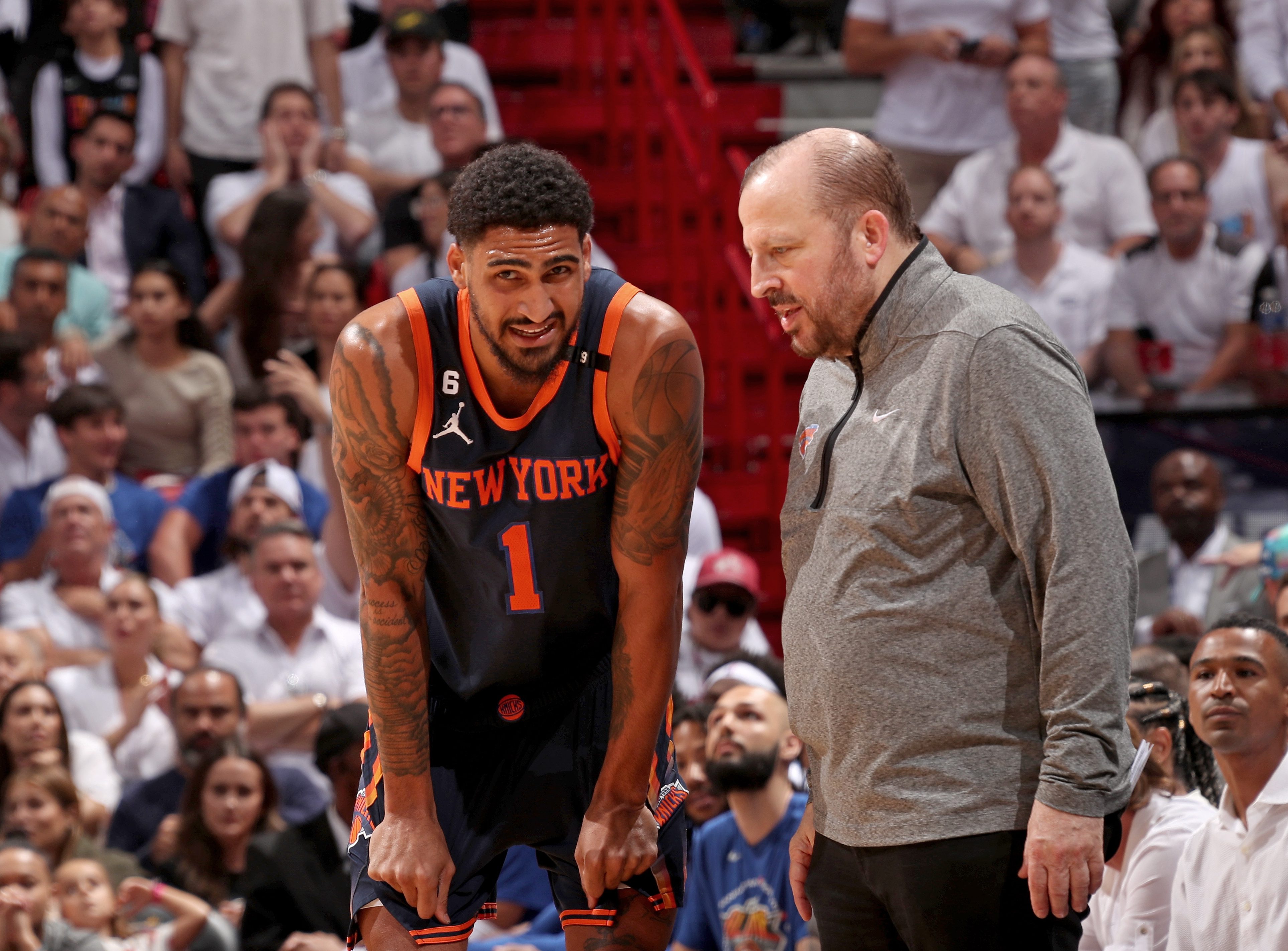 Obi Toppin and Tom Thibodeau