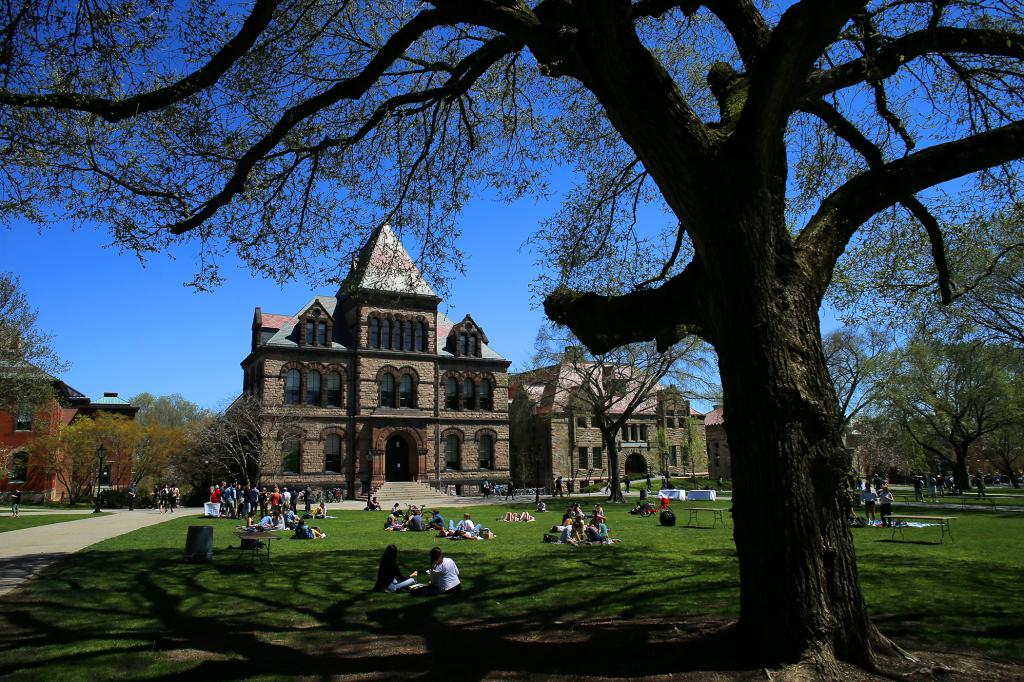 Students on the lawn at Brown University