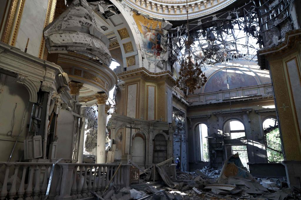 pictured is the inside of the church, which was severely damaged