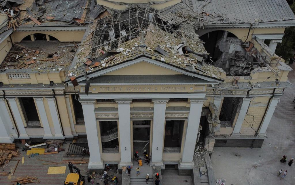 An aerial view of the Transfiguration Cathedral.