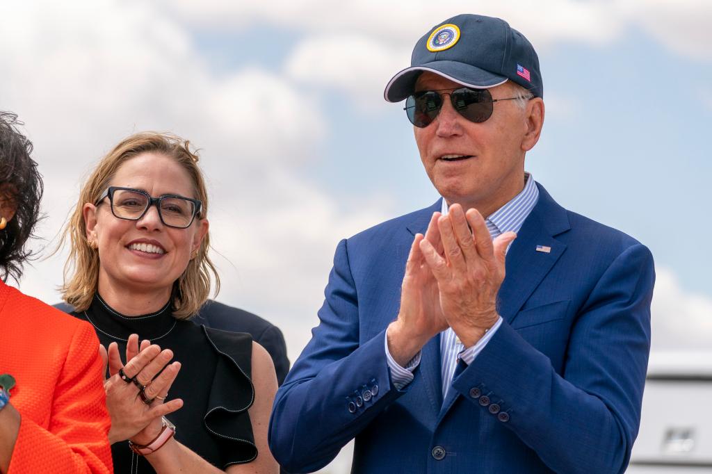 Sen. Kyrsten Sinema (I-Ariz.) and President Biden