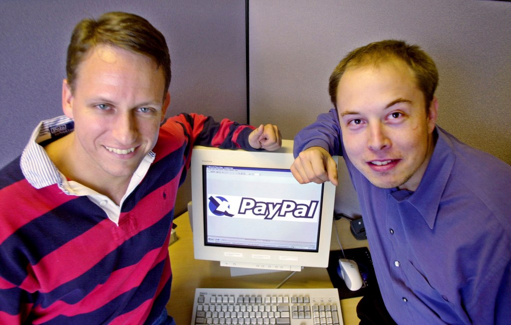 Elon Musk was ousted as PayPal CEO by investor Peter Thiel (left) and other executives in 2000.