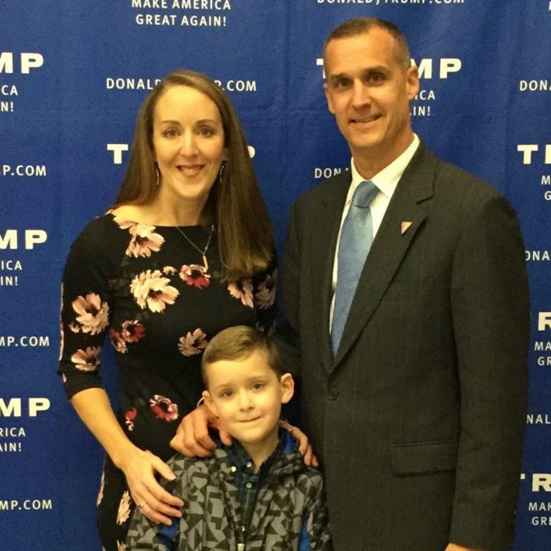 Corey Lewandowski with his wife, Alison Lewandowski, and their son