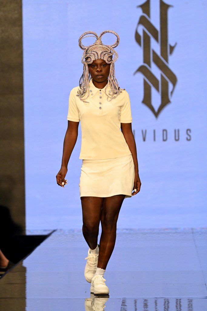 A model walks the runway wearing VIVIDUS RUNWAY by Tierra Alysia during the NYFW hiTechMODA Season 10 at Gotham Hall on September 09, 2023 in New York City. (Photo by Slaven Vlasic/Getty Images for hiTechMODA)