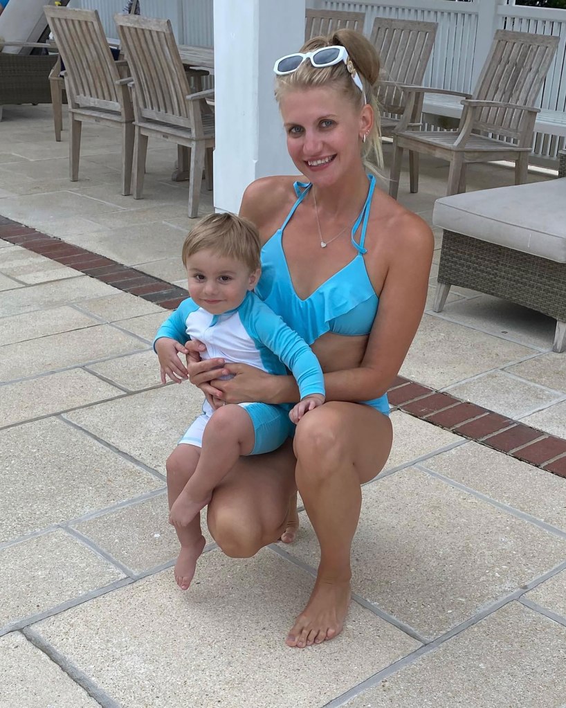 Michael III and his mom are pictured at a pool. 