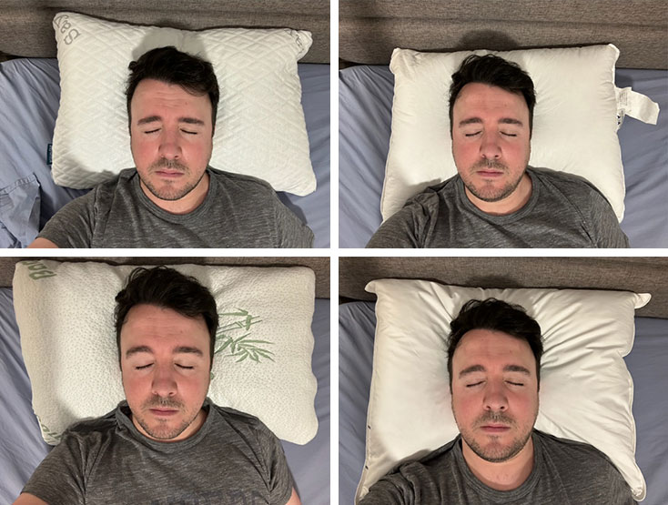 four images of make sleeping on his back 