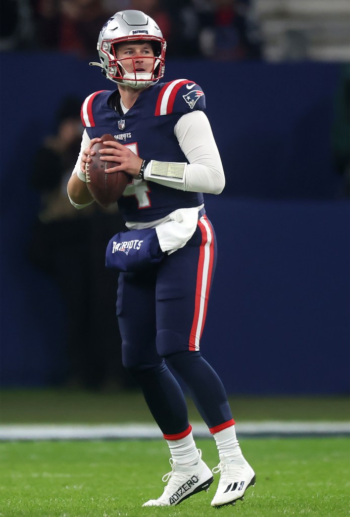 Bailey Zappe played in the final minutes of the Patriots' 10-6 loss to the Colts on Nov. 12, 2023.