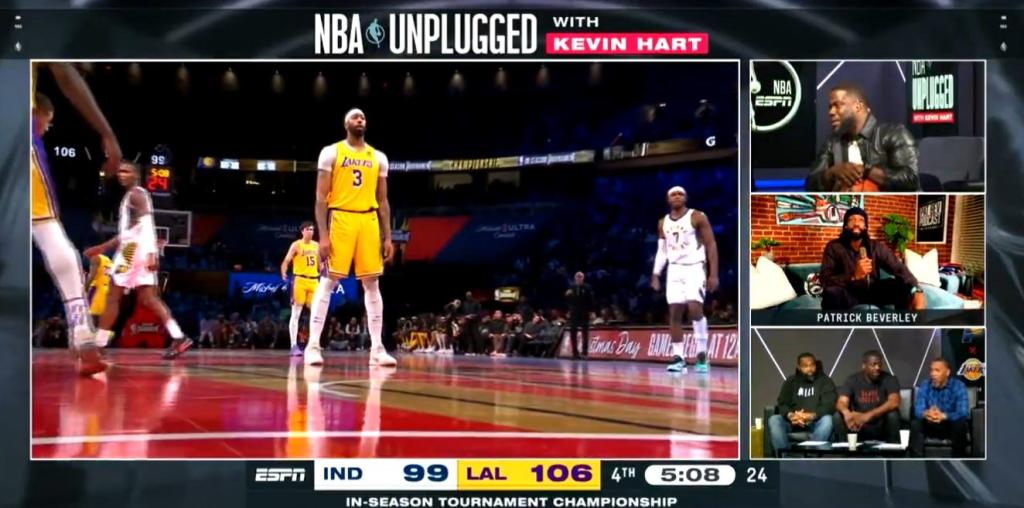 Patrick Beverley joined Kevin Hart's "Unplugged" alternate broadcast of Saturday's Lakers-Pacers game on ESPN2.