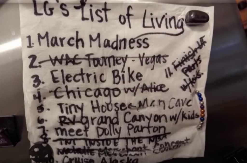 A year ago, he scrawled "LG's List of Living" — 10 things he wanted to do before he died — on a napkin. No. 7 was "Meet Dolly Parton," one of his favorite artists.