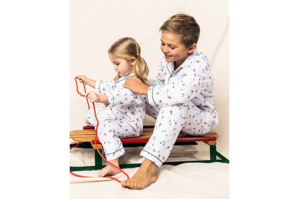 little girl and boy wearing pajamas