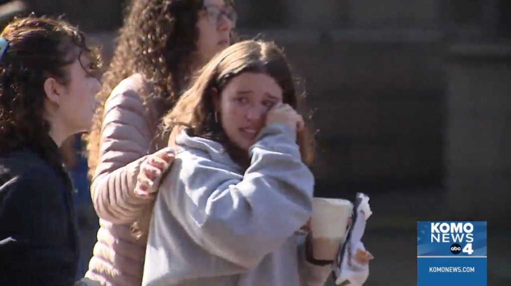 A Jewish student at the University of Washington in tears during a Palestinian "day of resistance" event.