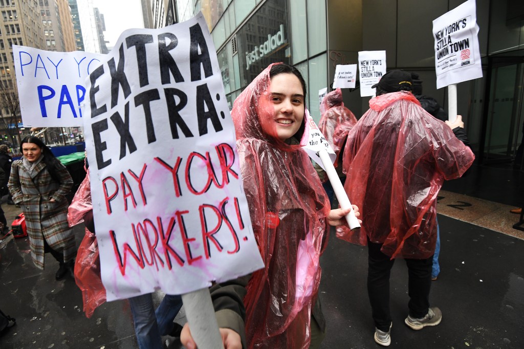 Daily News employees during their walk-out. 