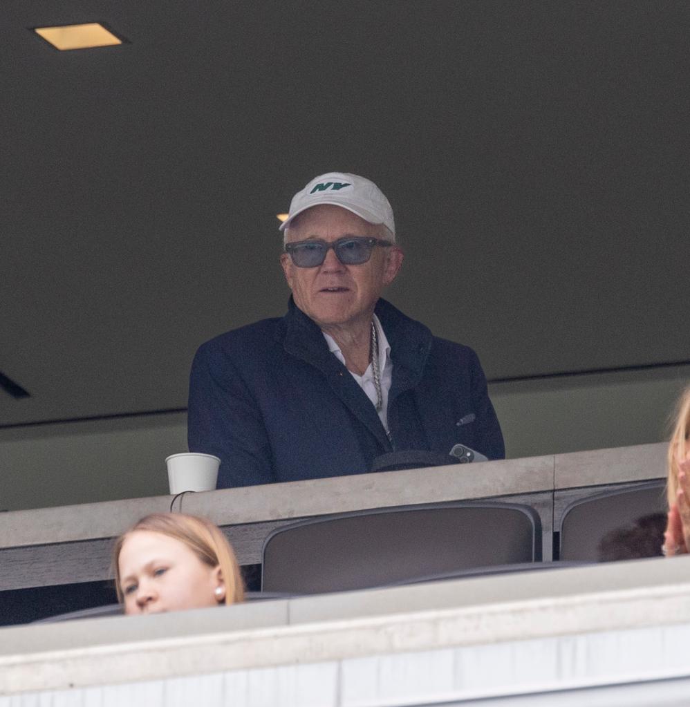 New York Jets owner Woody Johnson in the owner's box during the first quarter of the game, at MetLife Stadium.