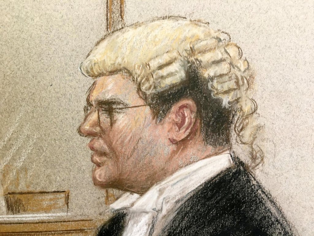 A court sketch of a British jurist.