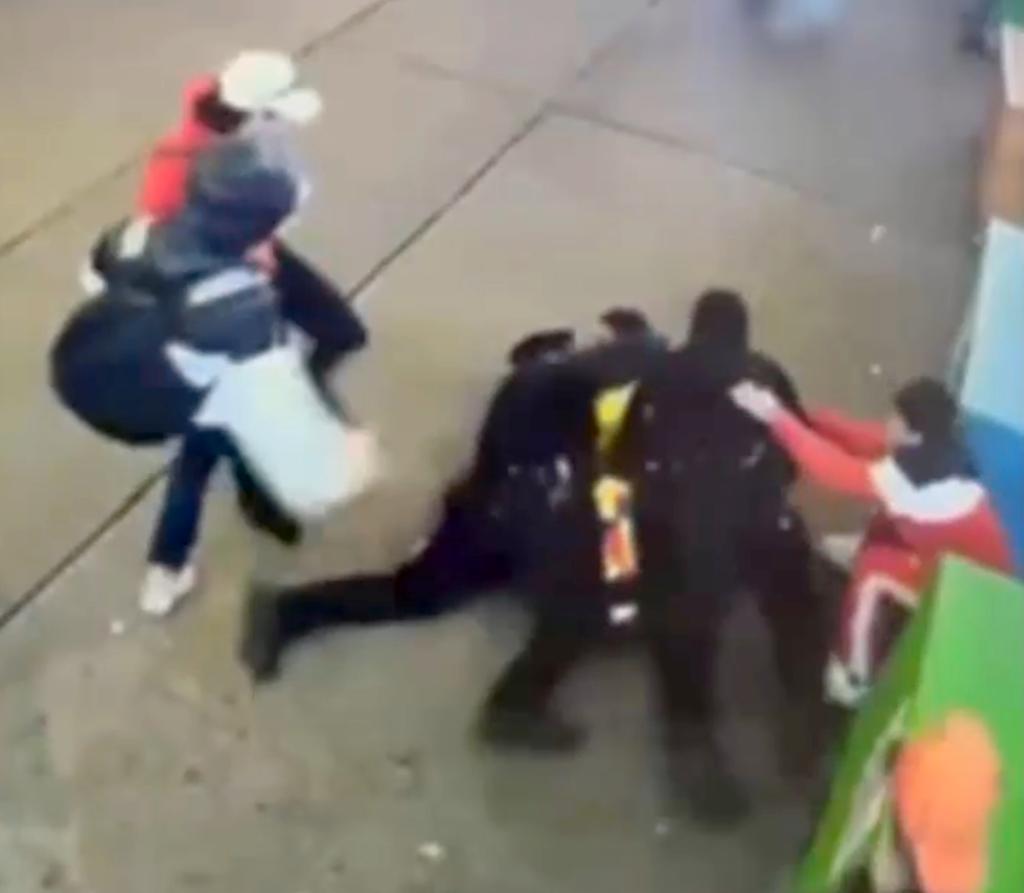 Migrants attack cops in Times Square. 