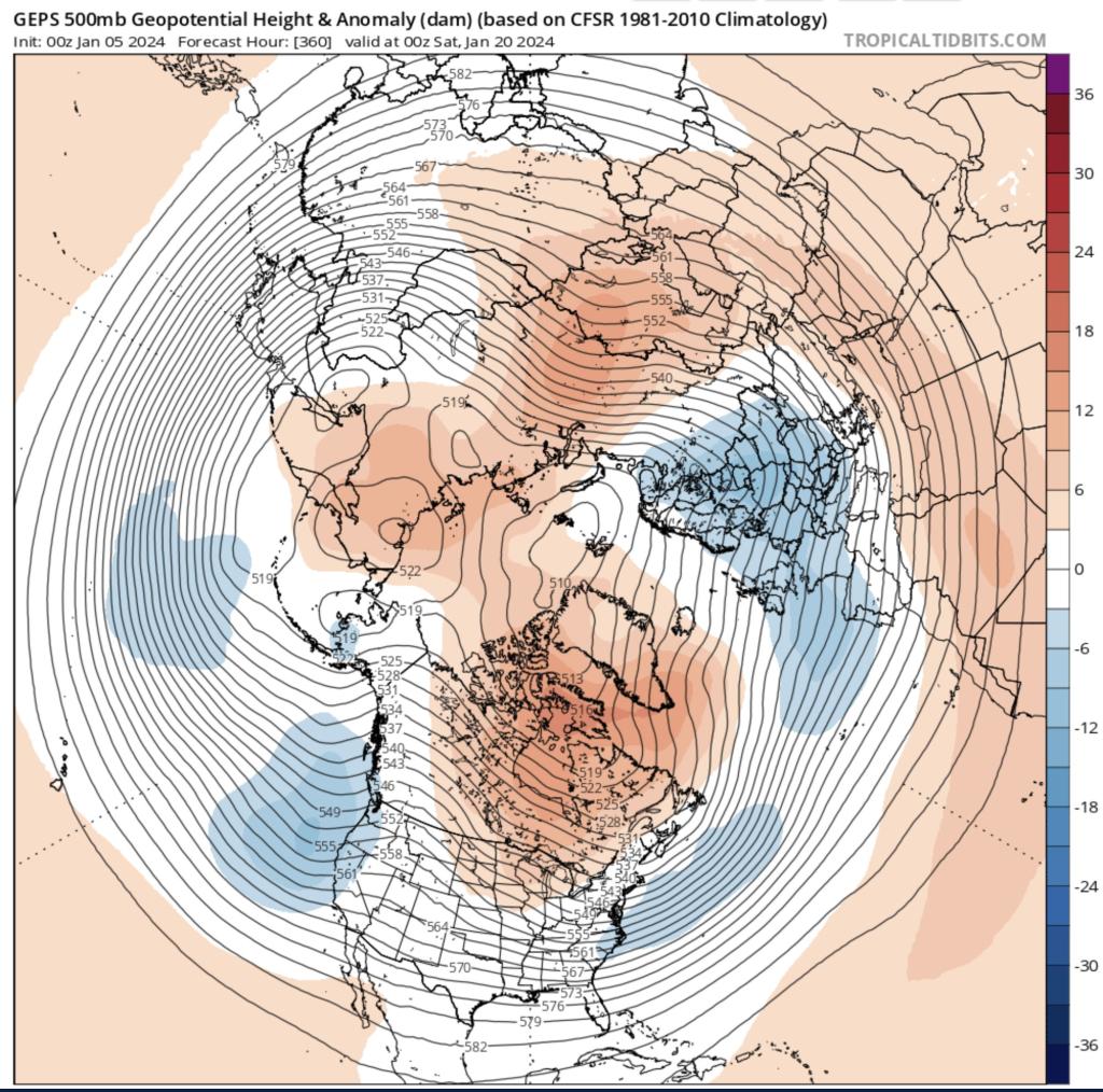 "Cold is likely to return to eastern North America in mid-February, a region where cold has been more ephemeral," 