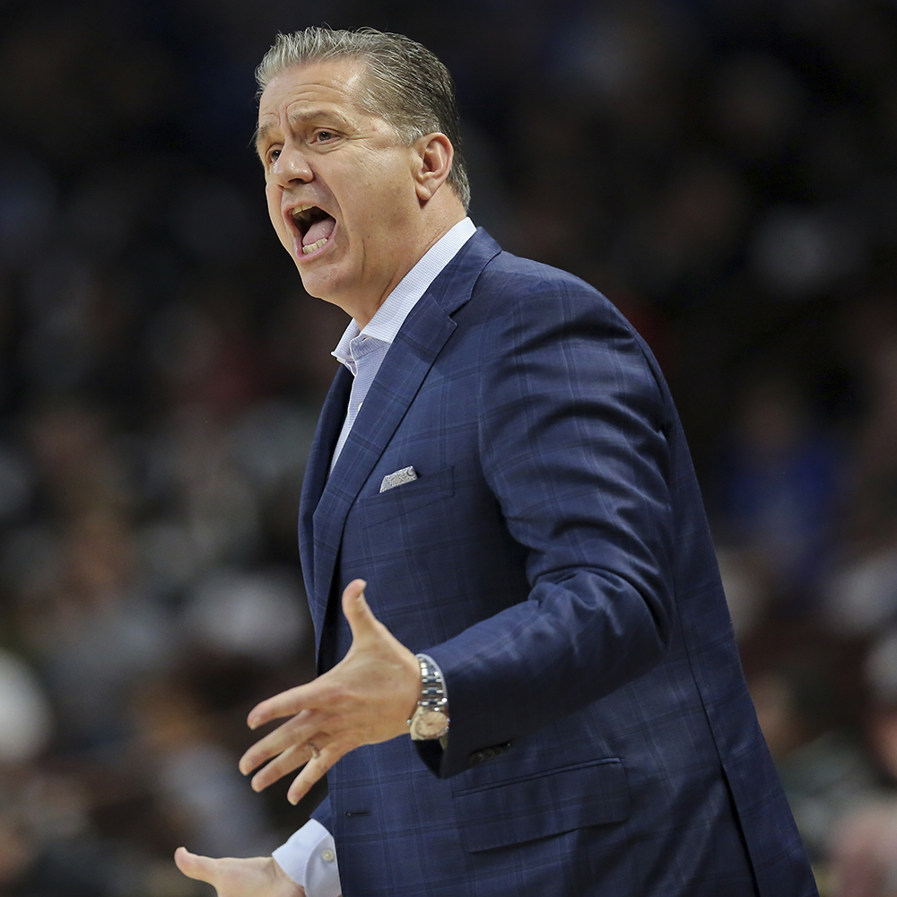 Kentucky coach John Calipari looks for a foul call during the first half of the team's NCAA college basketball game against South Carolina on Tuesday, Jan. 23, 2024, in Columbia, S.C.  