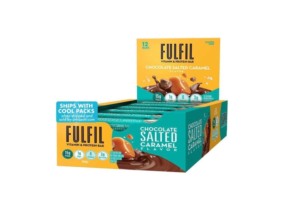 A box of chocolate salted caramel bars