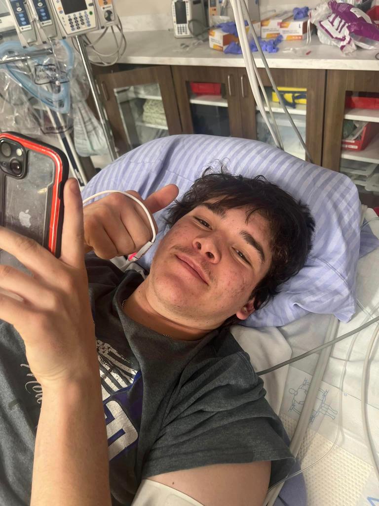 Joey in his hospital bed