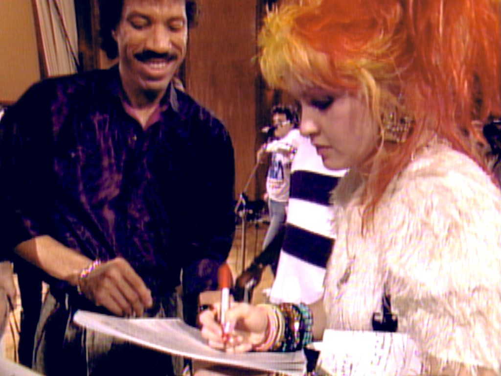 Lionel Richie and Cyndi Lauper in "The Greatest Night in Pop."