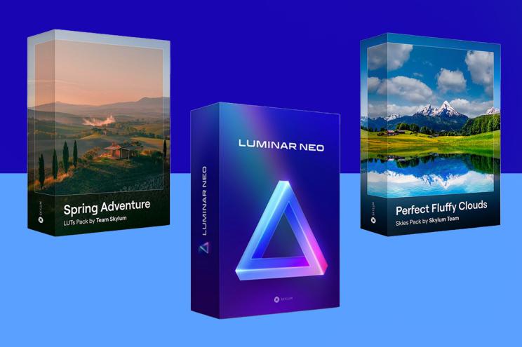 The Award-Winning Luminar Neo Lifetime Bundle on a blue background