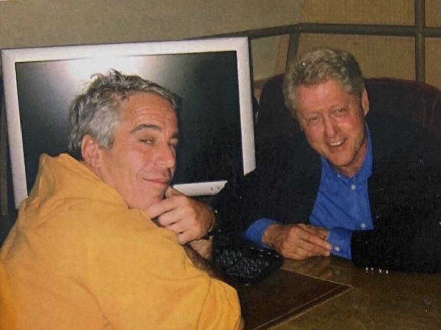 Bill Clinton and Jeffrey Epstein sitting across from each other