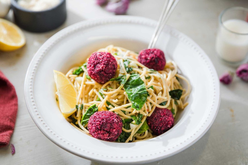 beet meatballs and pasta