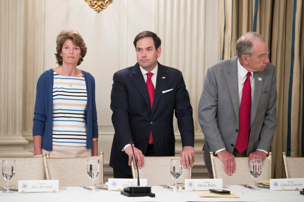 Lisa Murkowski, Marco Rubio, and Chuck Grassley.