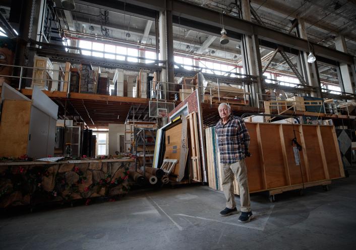 Stephen DeMaria standing in his Brooklyn Navy Yard workshop.