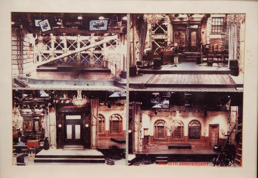 Four different empty sets from the 25th anniversary of "Saturday Night Live." 