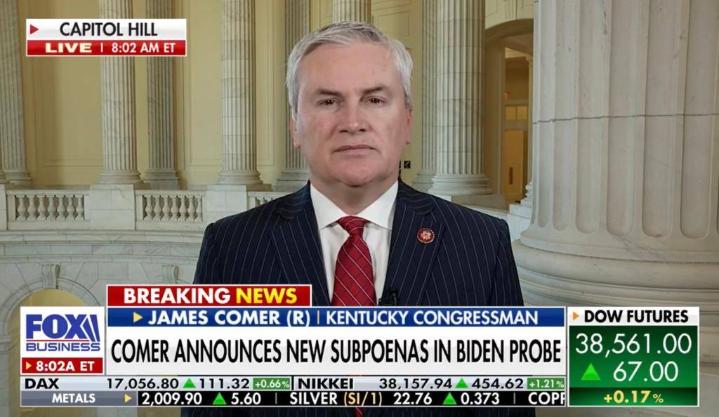 House Oversight Committee Chairman James Comer issued subpoenas for several credit cards allegedly given to members of the Biden family by CEFC Energy.