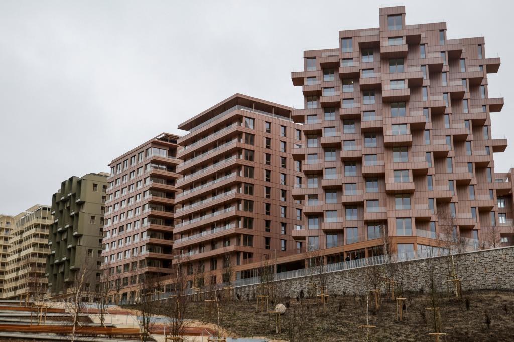 A view of buildings at the Paris 2024 Olympic village. 