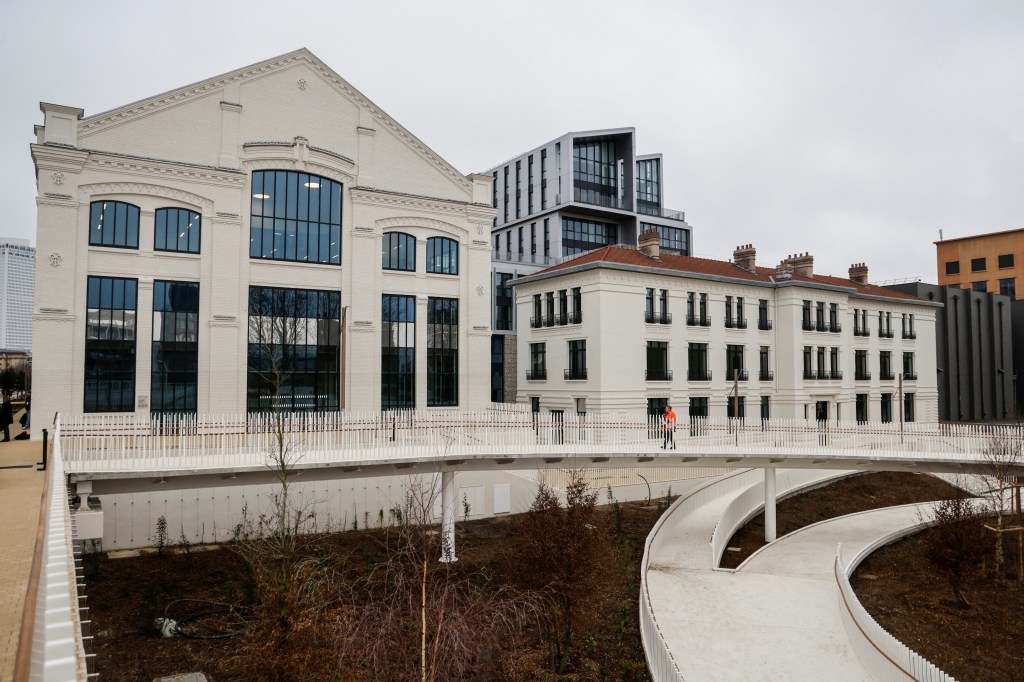 A view of buildings at the Paris 2024 Olympic village. 