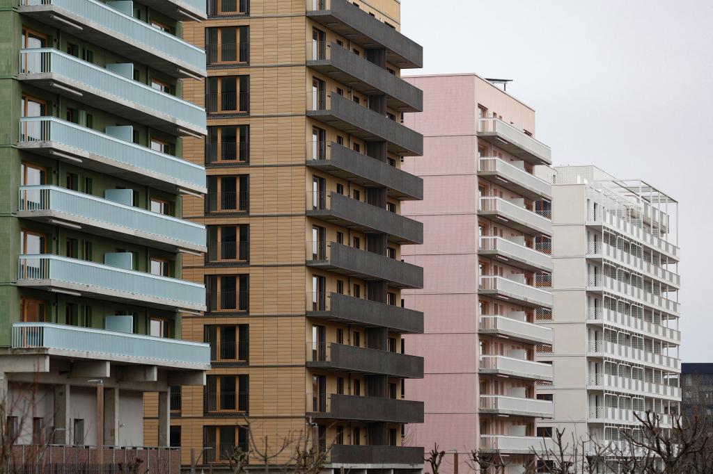 A view of buildings at the Paris 2024 Olympic village. 