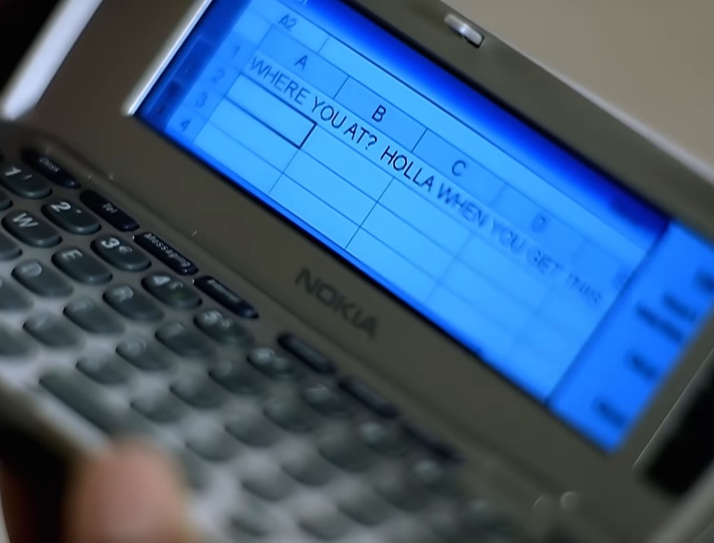 The viral scene,  shows Rowland attempting to text Nelly "Where you at? Holla when you get this" on the Microsoft spreadsheet editor.