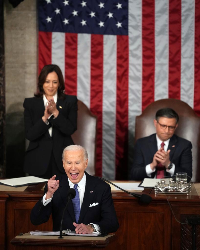 President Joe Biden delivers the State of the Union address to a joint session of Congress at the U.S. Capitol, Thursday March 7, 2024.