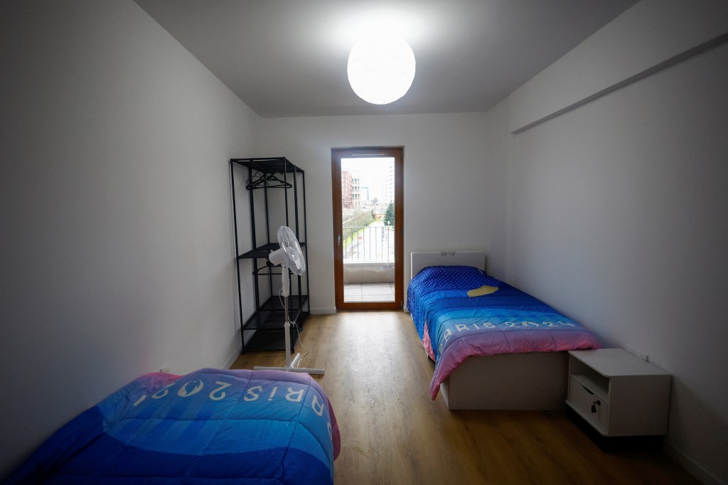 A view shows a room prepared for athletes inside the Olympic and Paralympic Village ahead of the Paris 2024 Olympic Games.