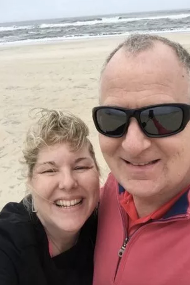 Arlene VonMyhr and her husband, Gary on a beach