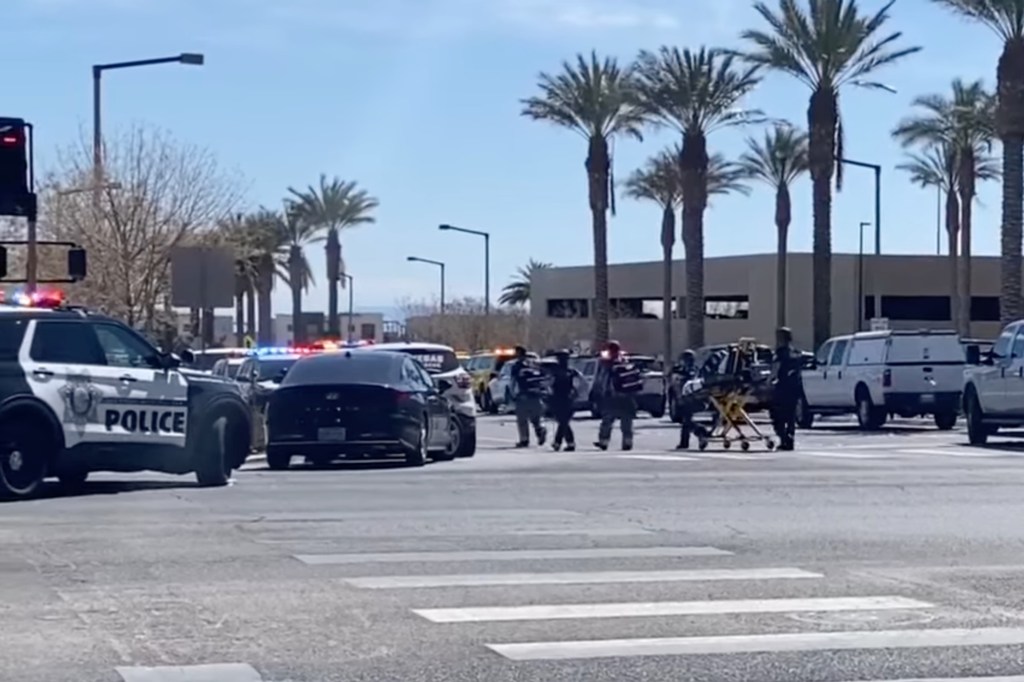 Group of police officers responding to the scene of a shooting at a law office in Summerlin area on April 8, 2024.