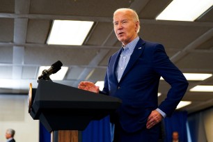 President Joe Biden delivers remarks at United Steelworkers headquarters in Pittsburgh, Pennsylvania, U.S., April 17, 2024.