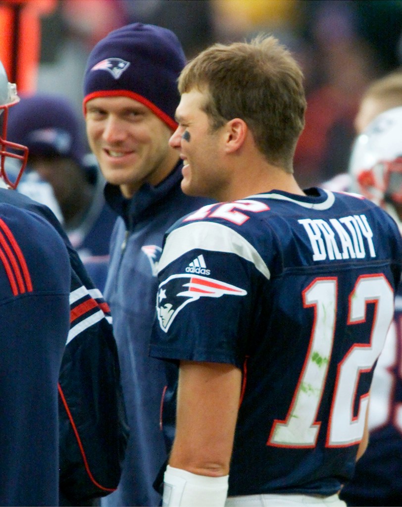 Drew Bledsoe (left) and Tom Brady during their time with the Patriots in 2001.