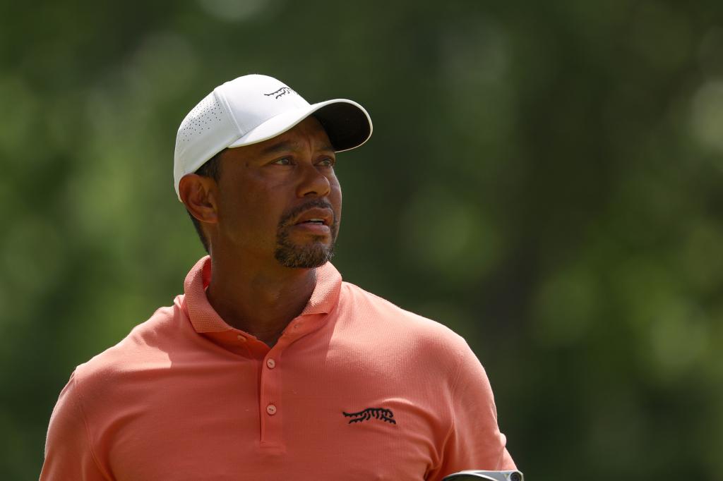 Tiger Woods looks on during the PGA Championship on May 16, 2024. 