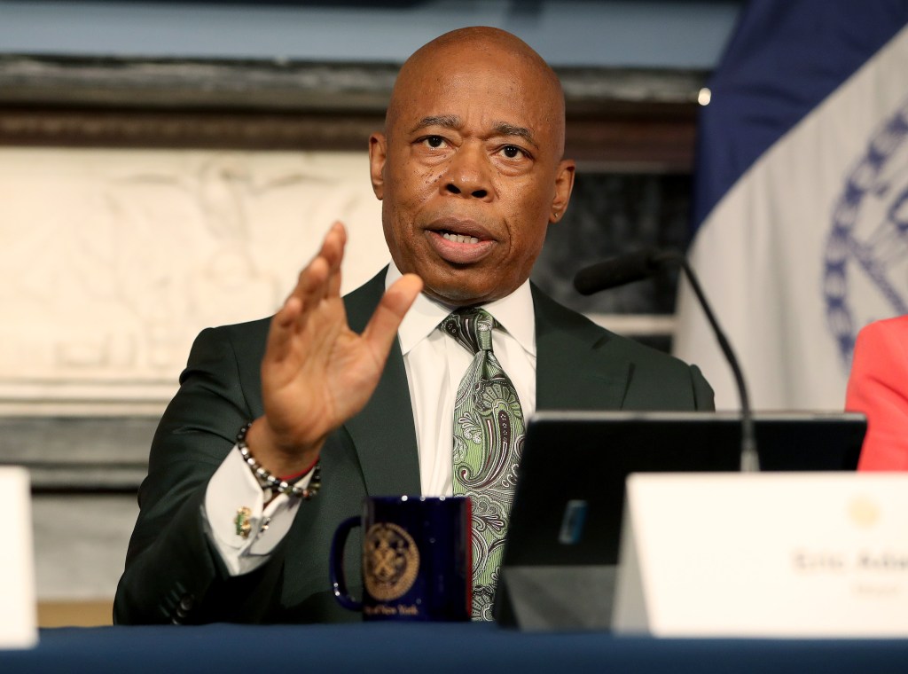 New York City Mayor Eric Adams speaks during his weekly in-person media availability at City Hall on June 4, 2024 in New York City.