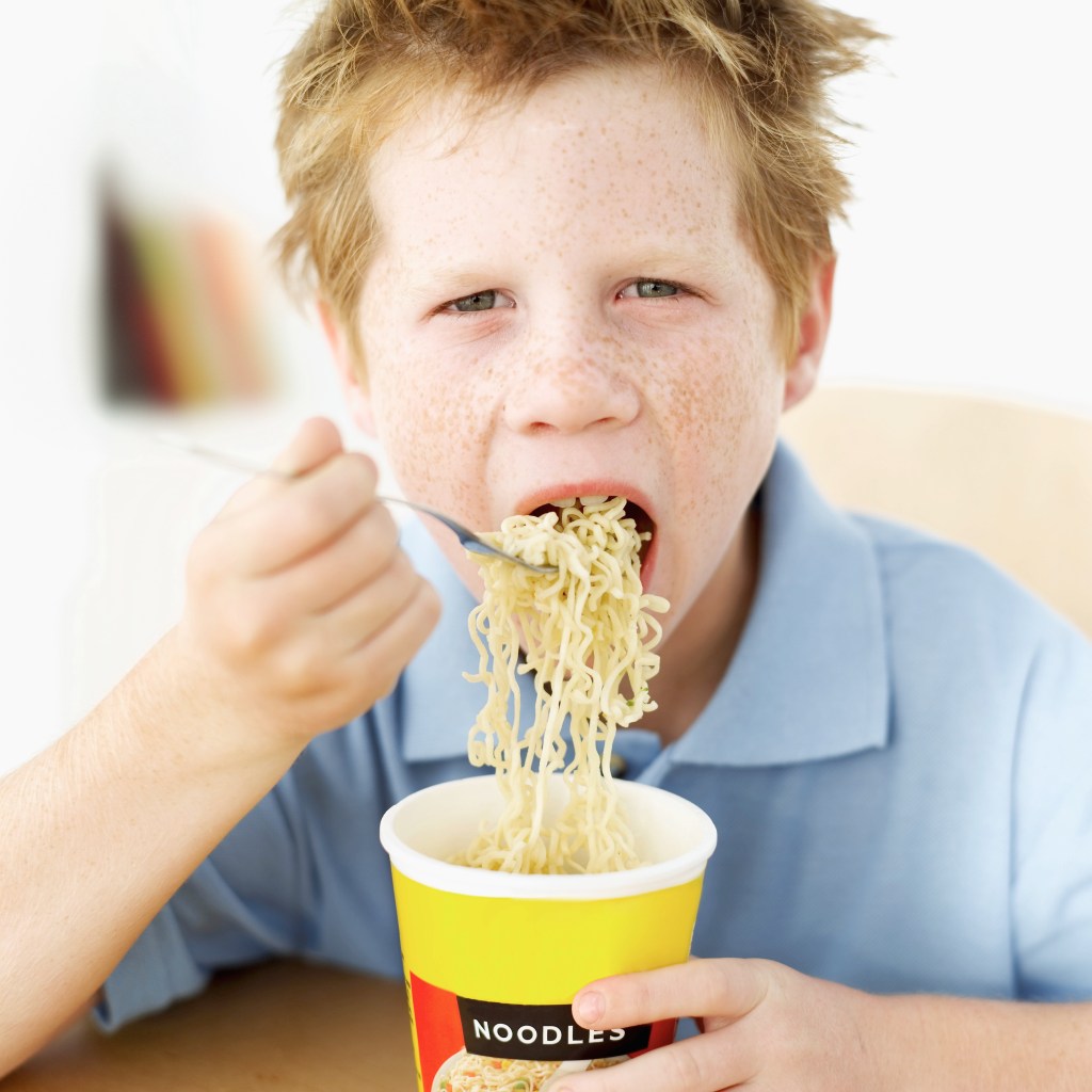 boy eating ramen