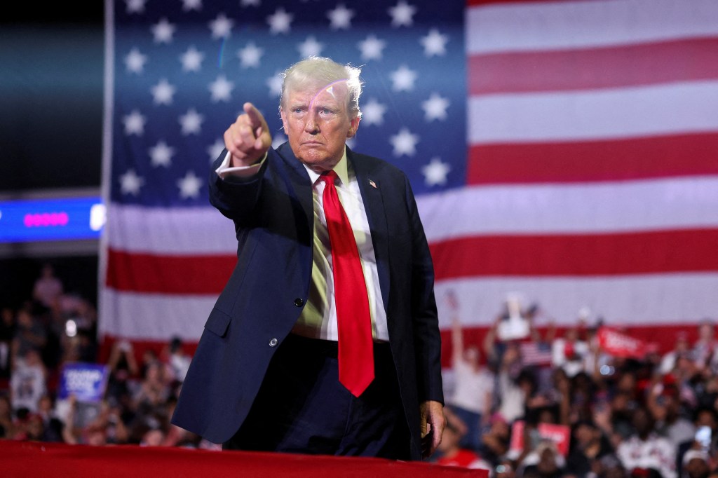 Donald Trump gestures during a campaign event in Philadelphia, Pennsylvania, U.S., June 22, 2024. 