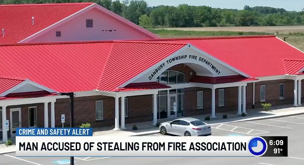 Exterior view of the Danbury Township Fire Department building with a red roof