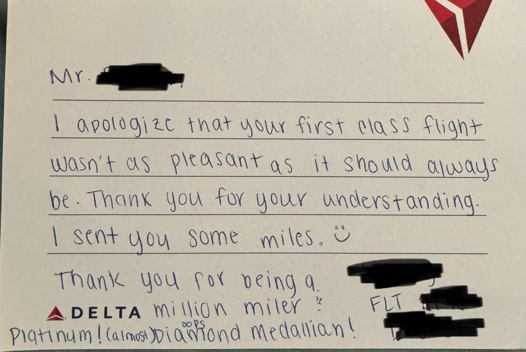 Delta flight attendant leaves note for passenger 